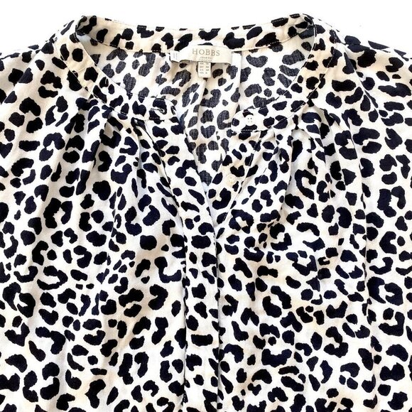Hobbs London 6 US Lille Animal Print Sleeveless Blouse Black White Leopard Print - Picture 4 of 12